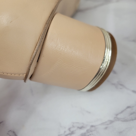 Franco Sarto Womens Pisa Leather Square Toe Pumps Nude Beige Heels - Picture 6 of 12